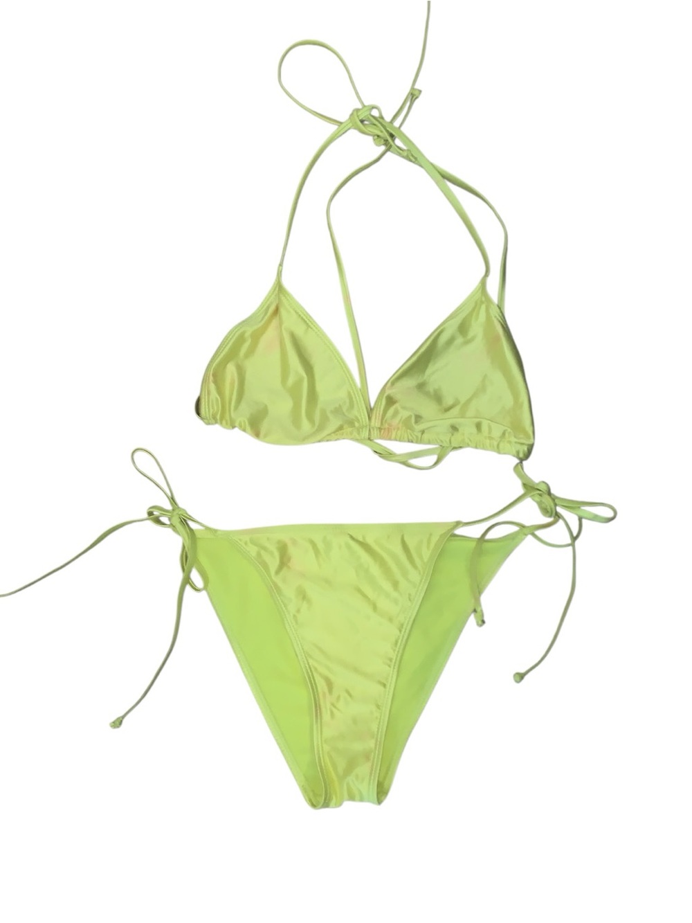 Betty Jade Swim Neon Yellow Triangle Bikini Top & Bottom Swimsuit Set